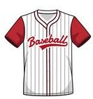 White baseball jersey with red team lettering